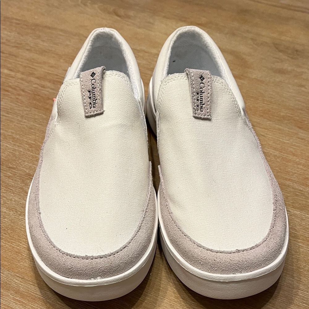 COLUMBIA Boatside PFG Women’s Off-White Canvas Slip-On Loafers